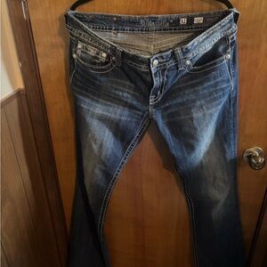 Miss Me Dark Blue Bootcut Jeans with Contrast Stitching